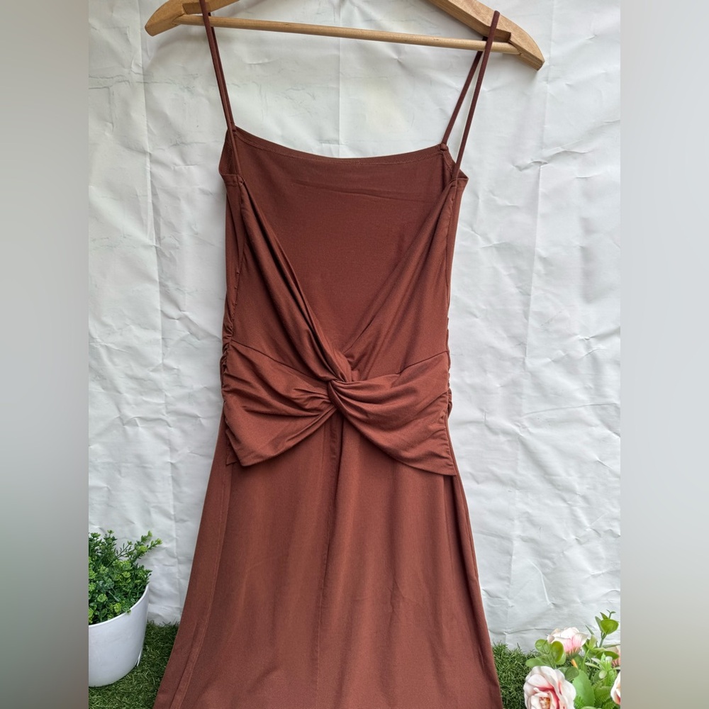 Reformation Hex Knit Dress Brown Size XS new without tags nice twist on back - Picture 10 of 11